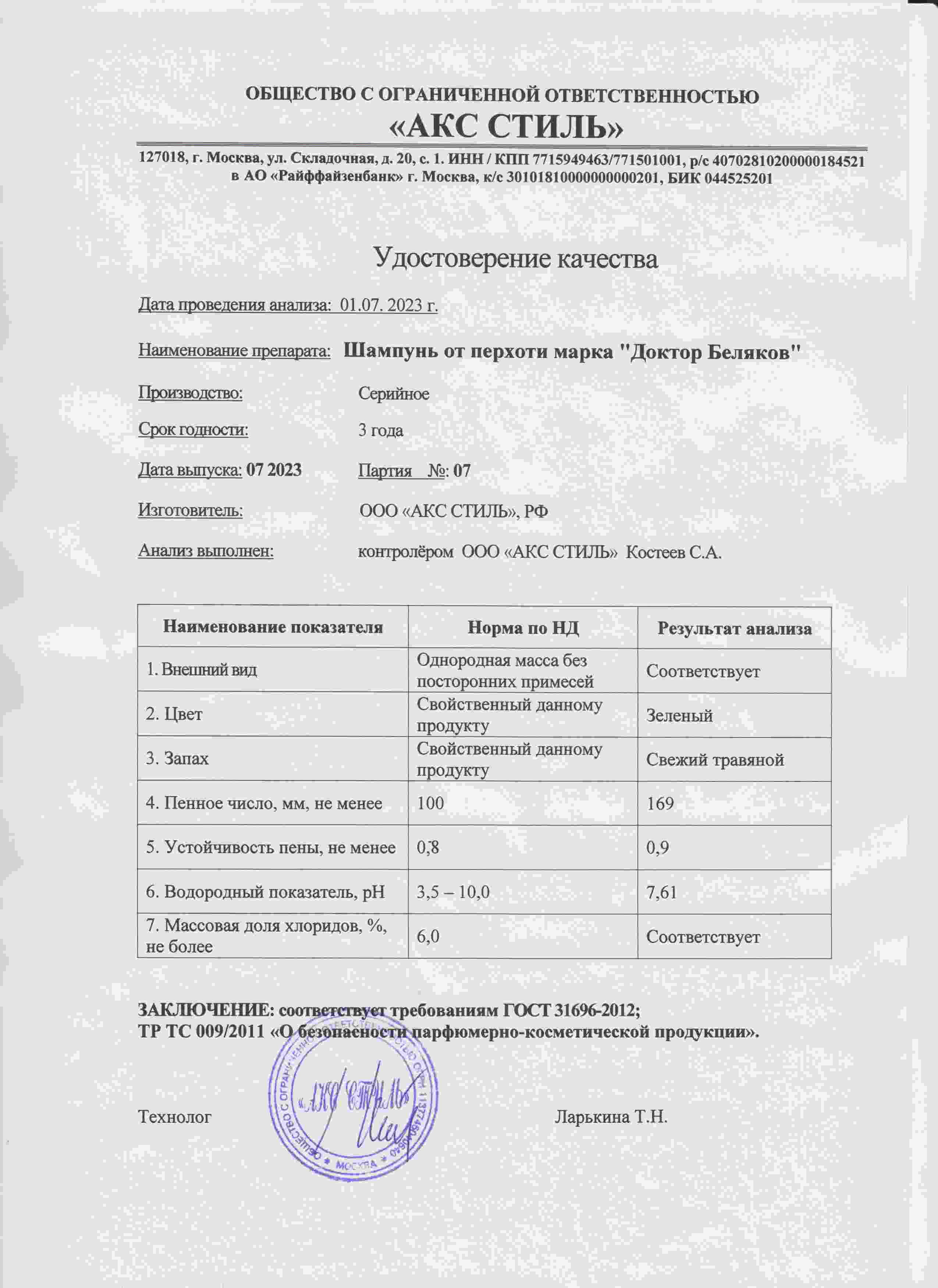 Паспорт №072023